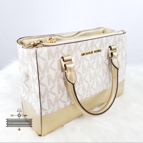NWT Michael Kors Vanilla Gold Kellen Xs Satchel - Picture 3 of 8